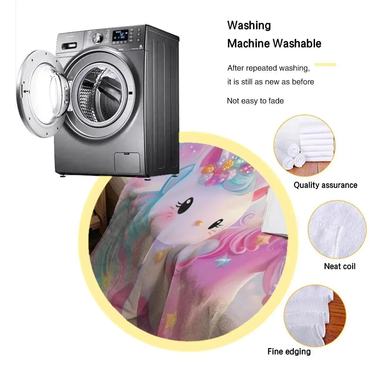 Personalized Kitty & Unicorn Blanket | Custom Name Pastel Rainbow Fleece Throw