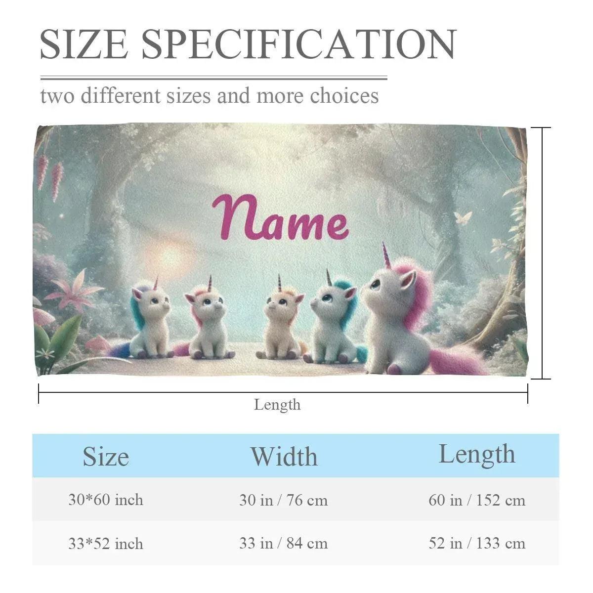 Personalized Unicorn Beach Towel | Custom Name | Pink Woodland Unicorn Microfiber Gift