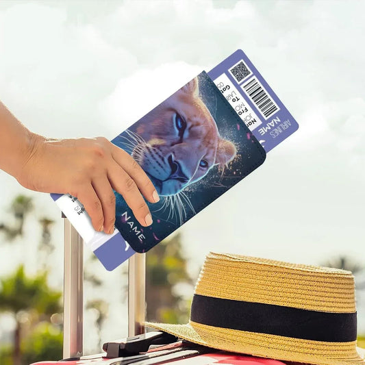 Personalized Cosmic Lion Passport Holder | Custom Name | Starry Galaxy Travel Wallet