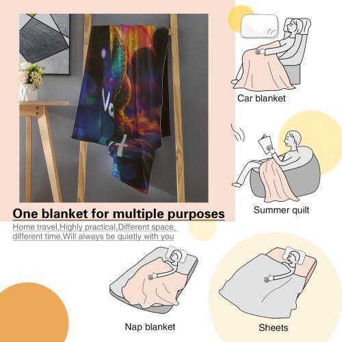 Personalized Rainbow Dragon Blanket | Custom Name | Glowing Black 310gsm Fleece Throw Gift