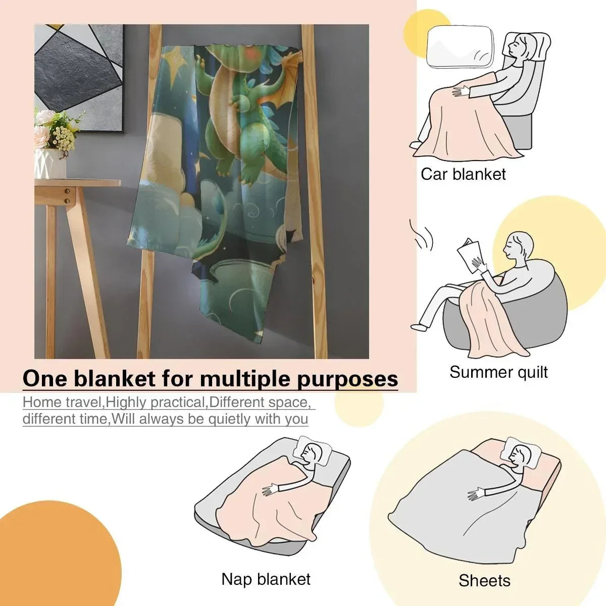 Personalized Green Dragon Blanket | Custom Name | Starry Night Fleece Throw
