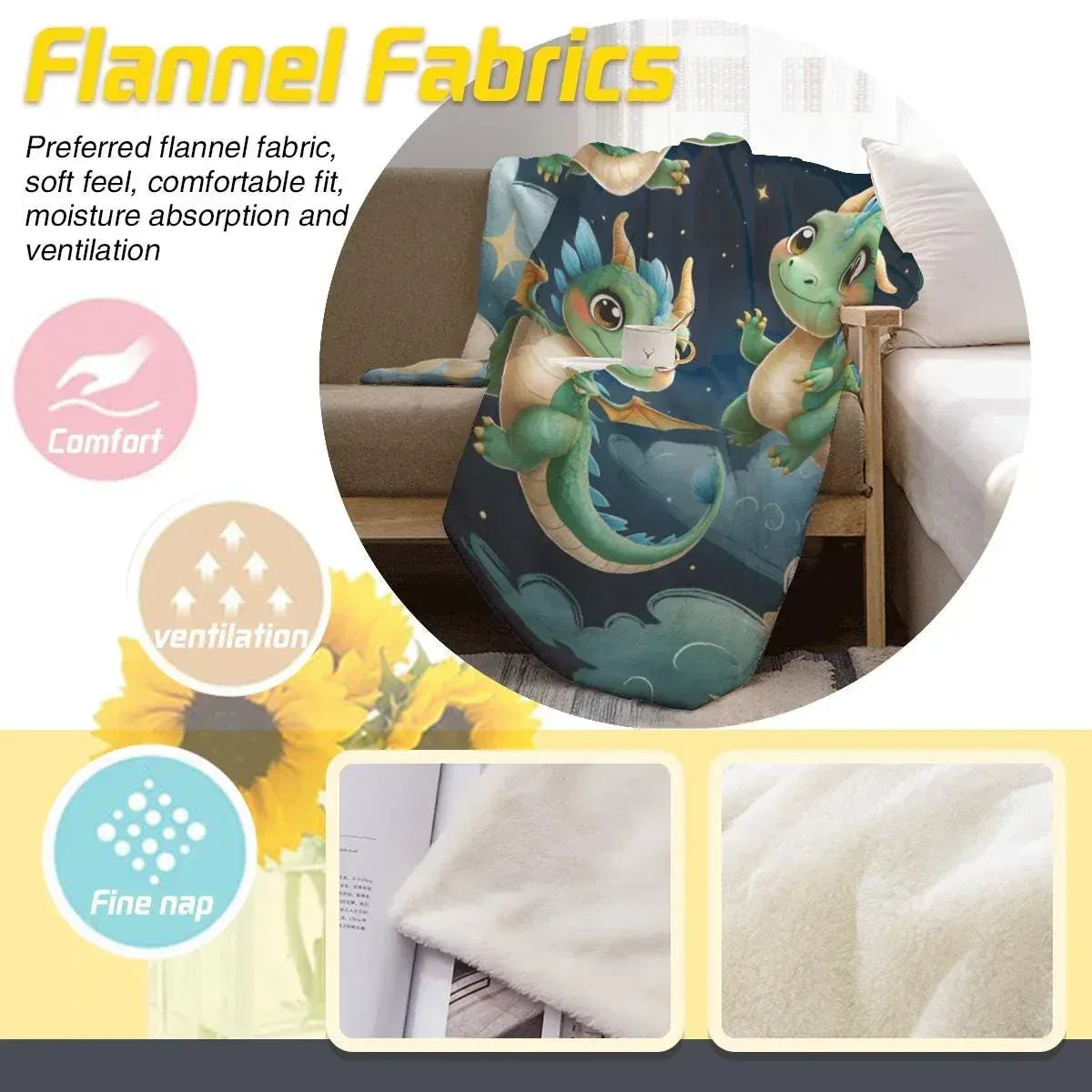 Personalized Green Dragon Blanket | Custom Name | Starry Night Fleece Throw