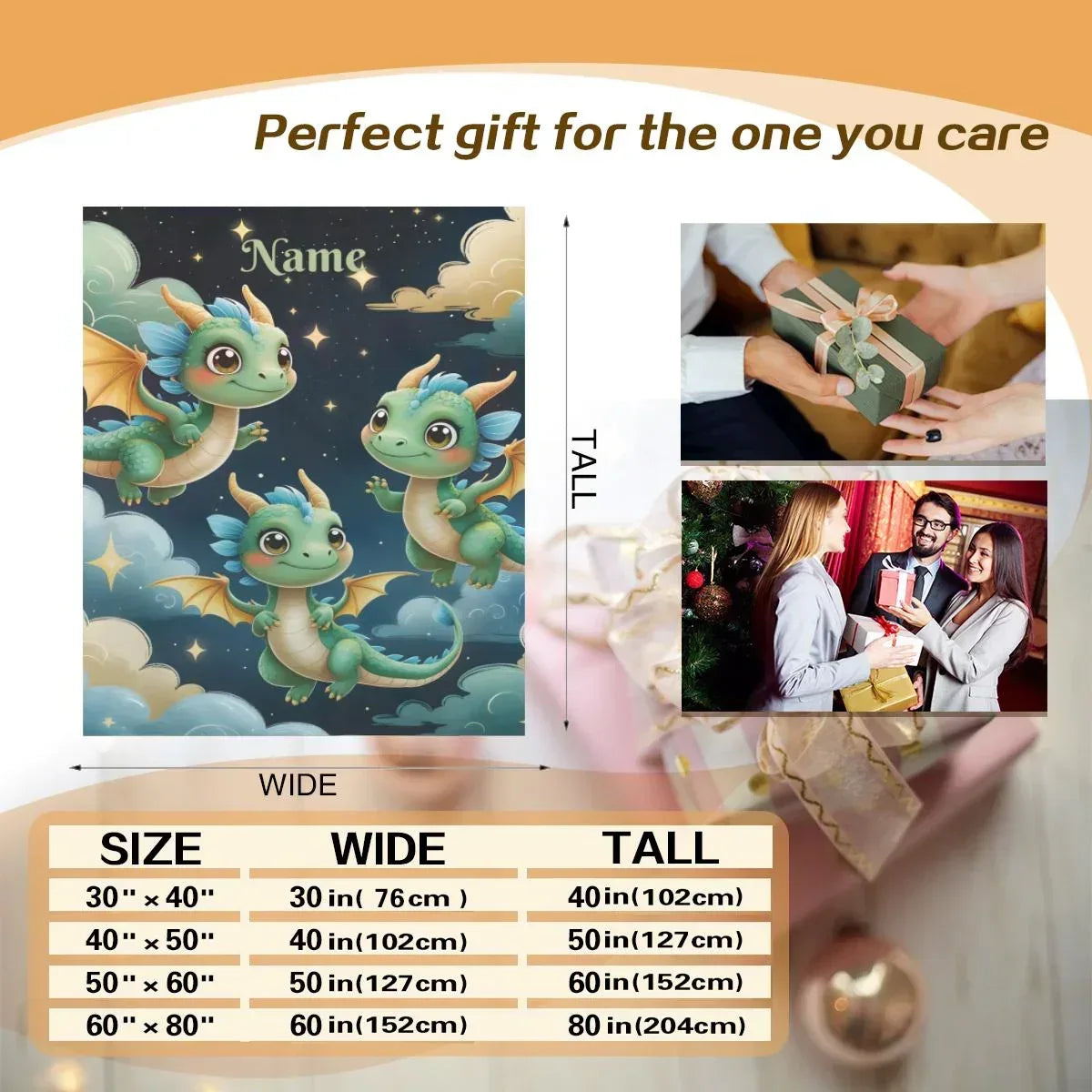 Personalized Green Dragon Blanket | Custom Name | Starry Night Fleece Throw