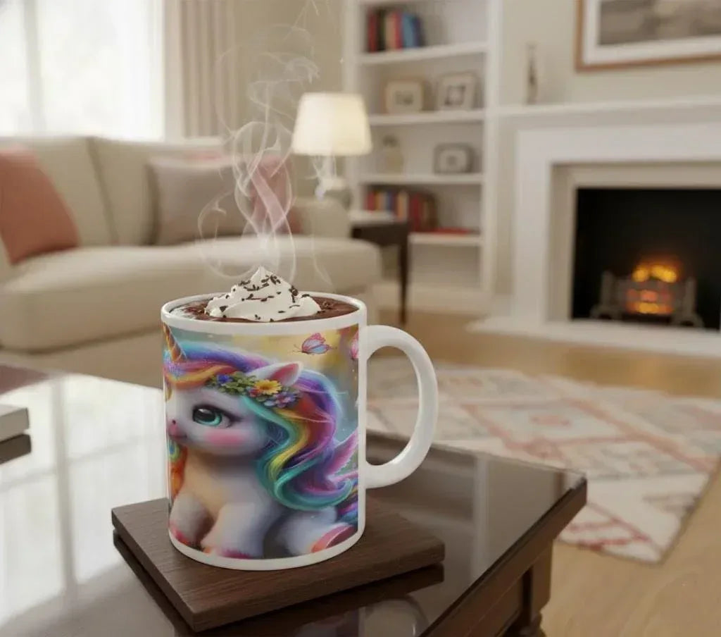 Personalized Unicorn Dragon Mug | Custom Name | Baby Rainbow Dragon & Unicorn Fantasy Ceramic Gift
