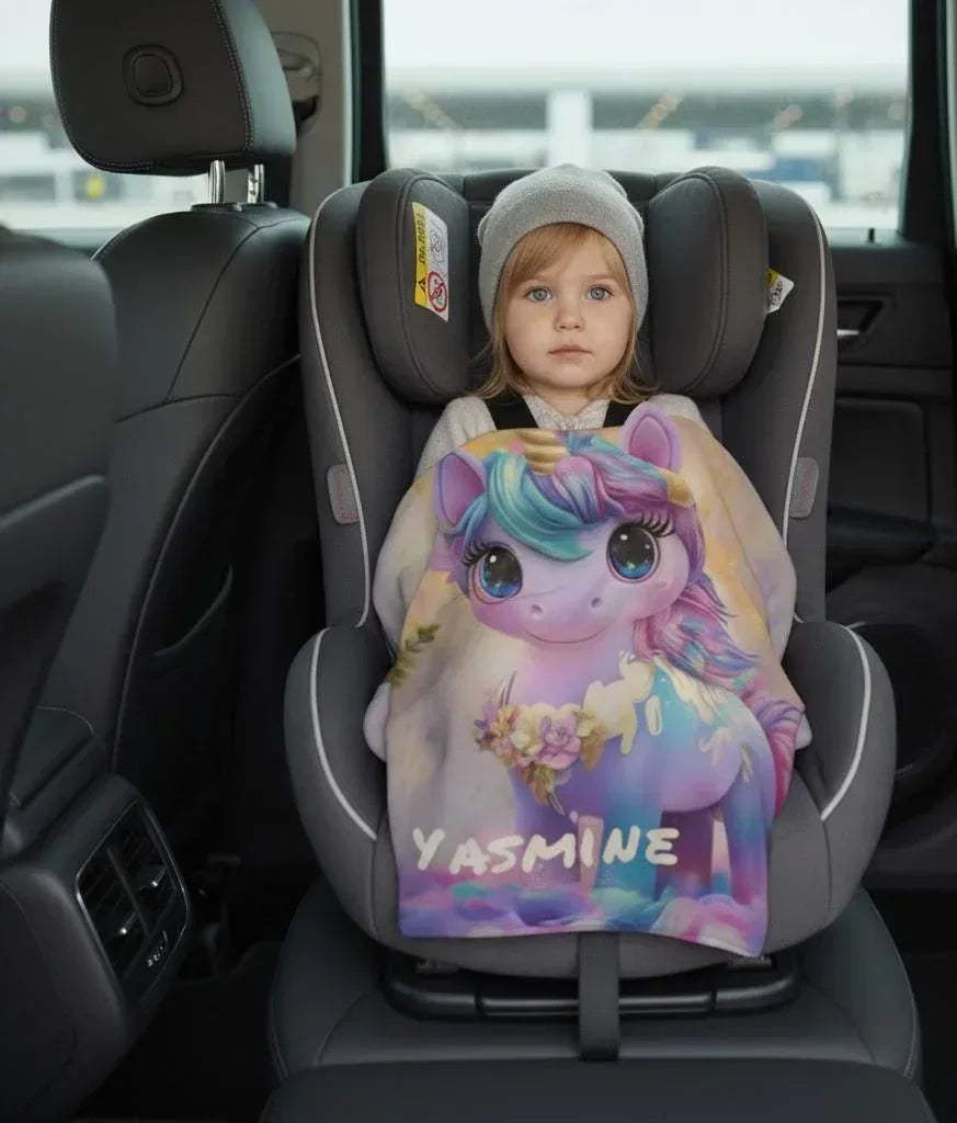Personalized Unicorn Blanket | Custom Name | Baby Unicorn Rainbow Mane Floral Garden Sparkle 3D Flannel Fleece Throw Gift