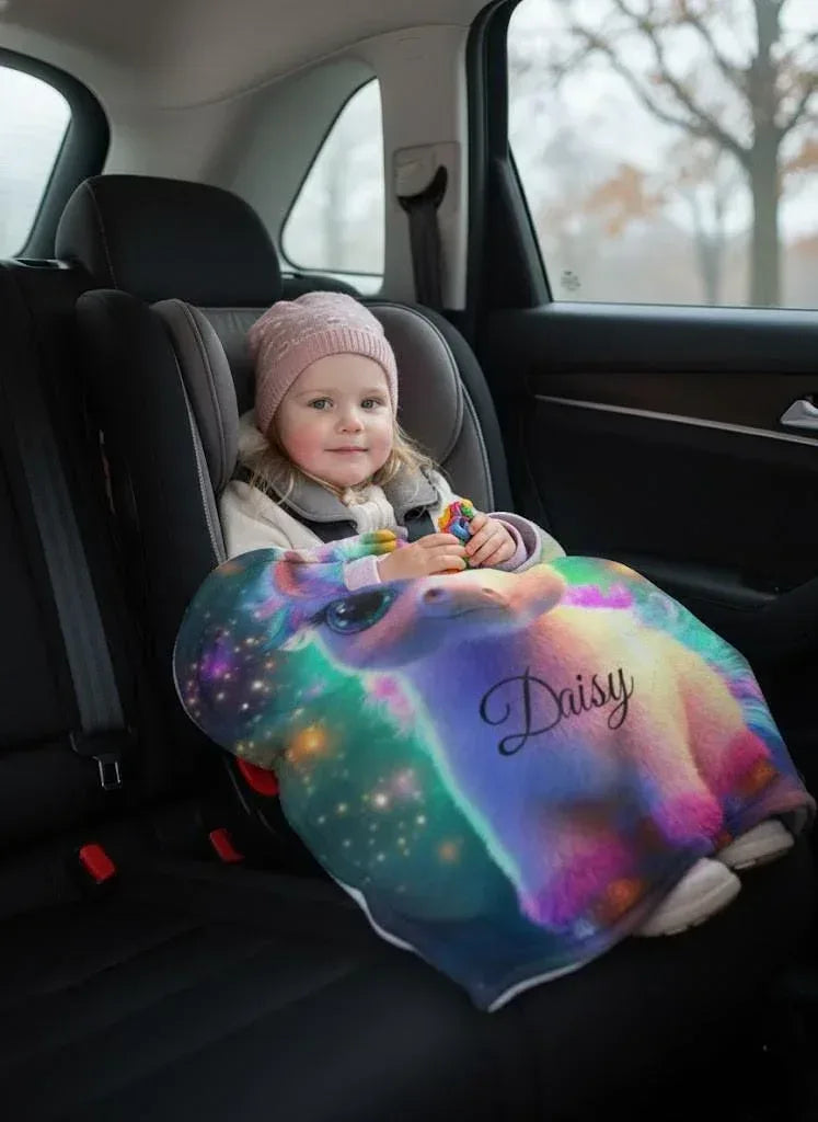 Personalized Cosmic Unicorn Blanket | Custom Name | Rainbow Galaxy Fleece Throw Gift