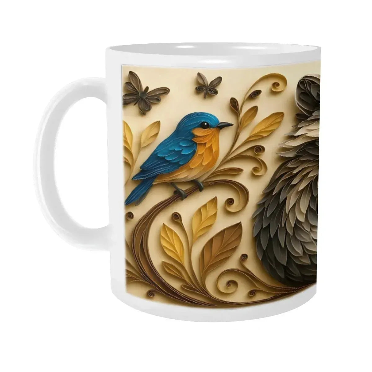Whimsical Raccoon Mug | 3D Quilling Art Style | Woodland Animal Coffee & Tea Ceramic Gift