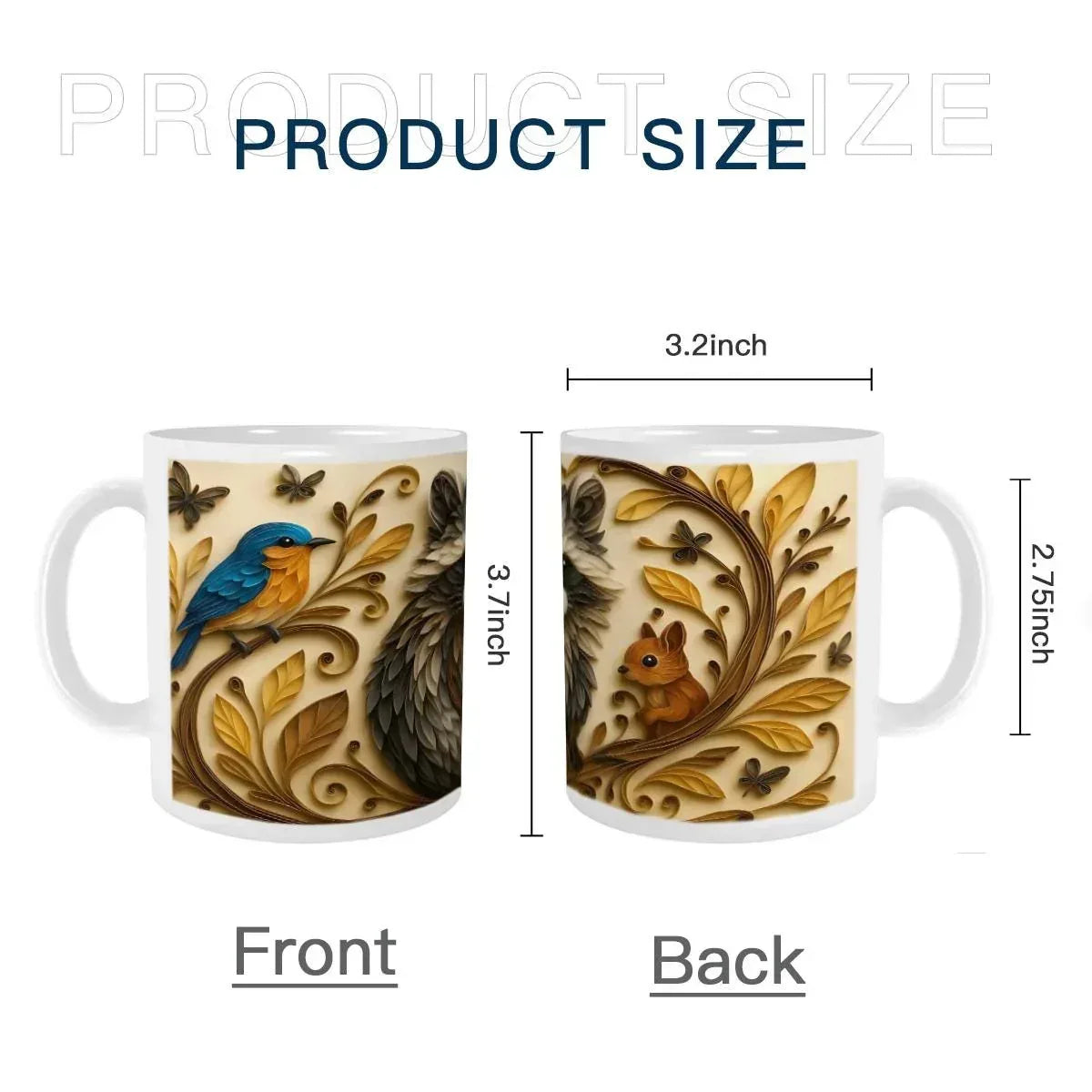 Whimsical Raccoon Mug | 3D Quilling Art Style | Woodland Animal Coffee & Tea Ceramic Gift