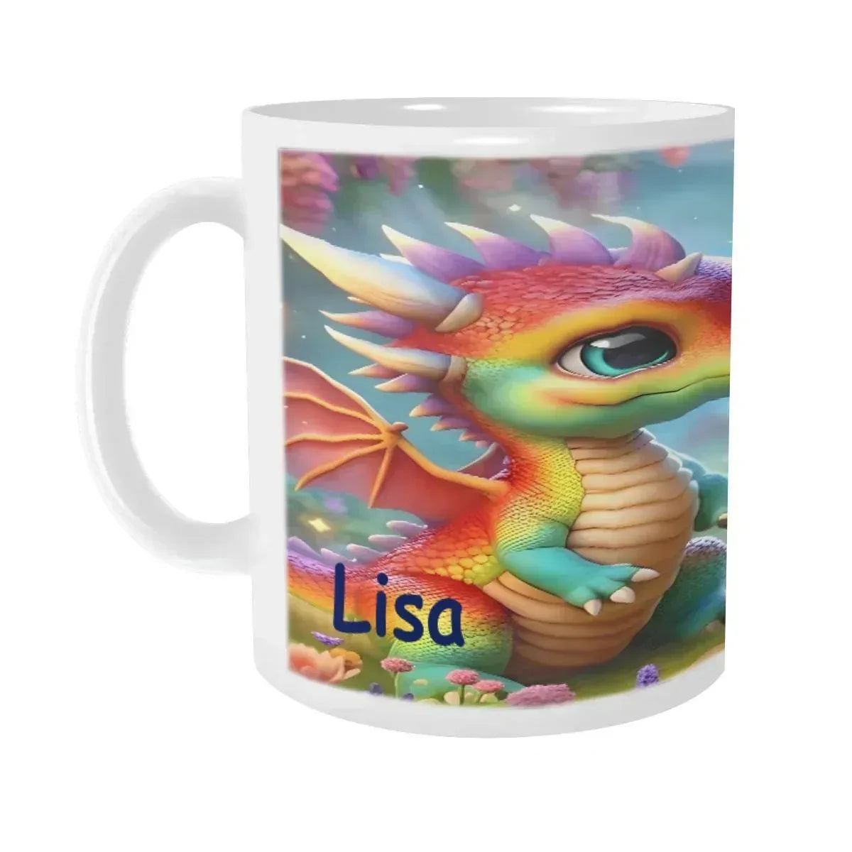 Personalized Unicorn Dragon Mug | Custom Name | Baby Rainbow Dragon & Unicorn Fantasy Ceramic Gift