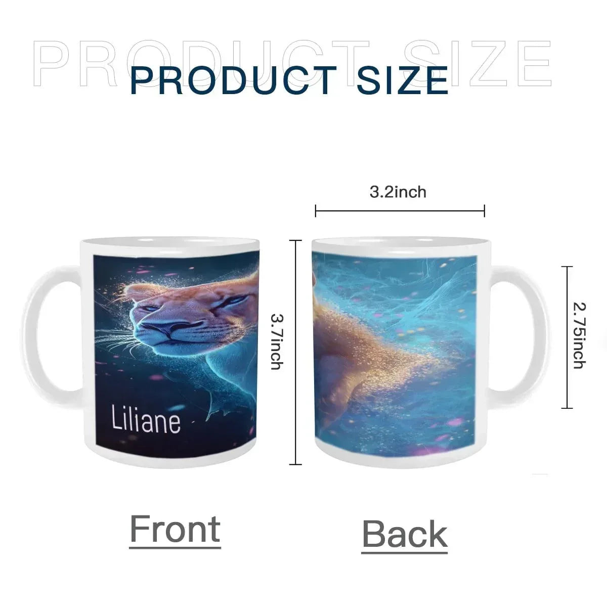 Personalized Cosmic Lioness Coffee Mug | Custom Name | 11 oz Ceramic Gift