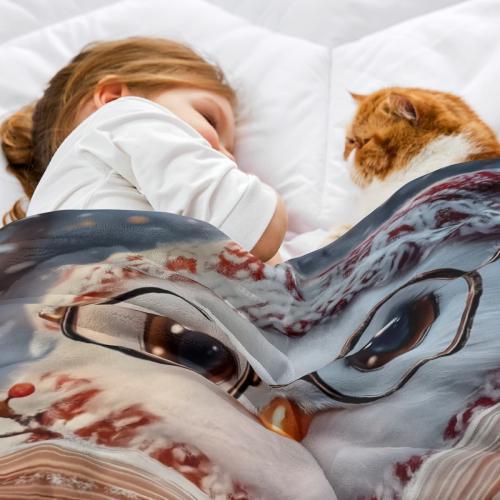 Personalized Winter Owl Blanket | Custom Name | Reading Owl Glasses Snowy Nordic Fleece Throw Gift