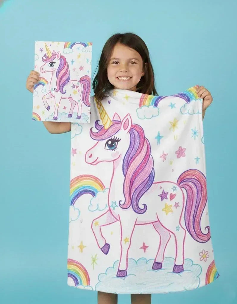 Personalized Picture Blanket | Custom Photo & Kids Drawing Art Fleece Throw Gift