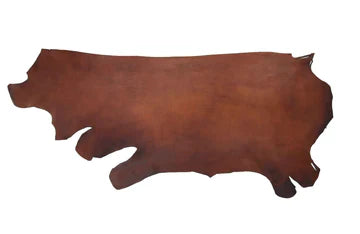 Brown leather hide showcasing a smooth texture and natural shape.