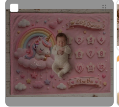 Personalized  Pink Unicorn Baby Milestone Blanket | Little Dreamer Sleeping Unicorn on Rainbow Cloud | Month Numbers 1–12 | Monthly Photoshoot Prop for Baby Girls
