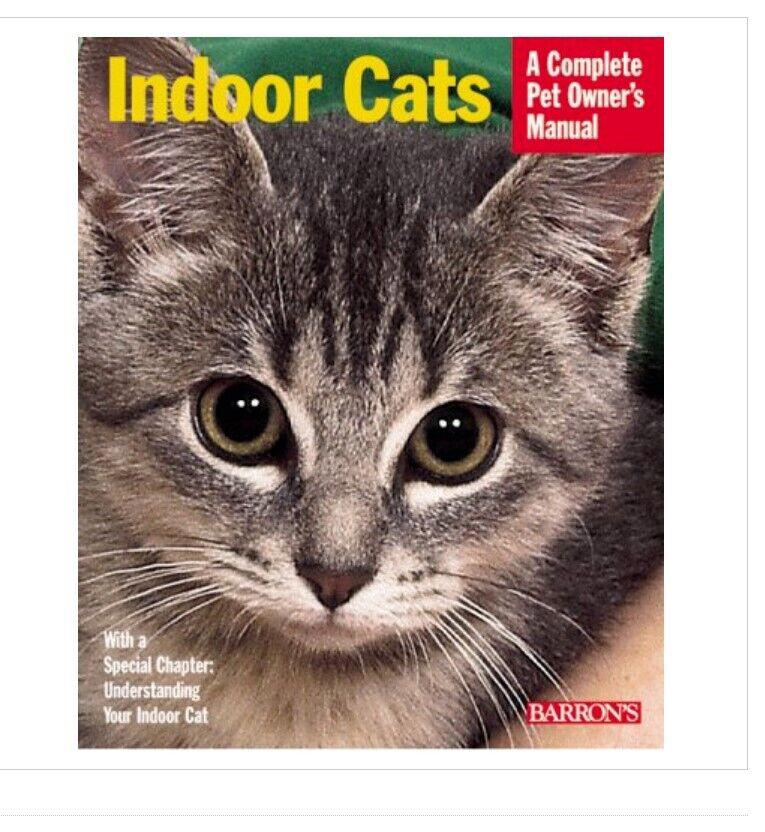 Indoor Cats book cover featuring a close-up of a gray tabby cat with large eyes.