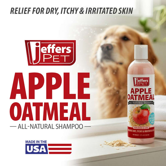 Jeffers Pet Apple Oatmeal All-Natural Hypoallergenic Dry Skin Shampoo for Dogs and Cats