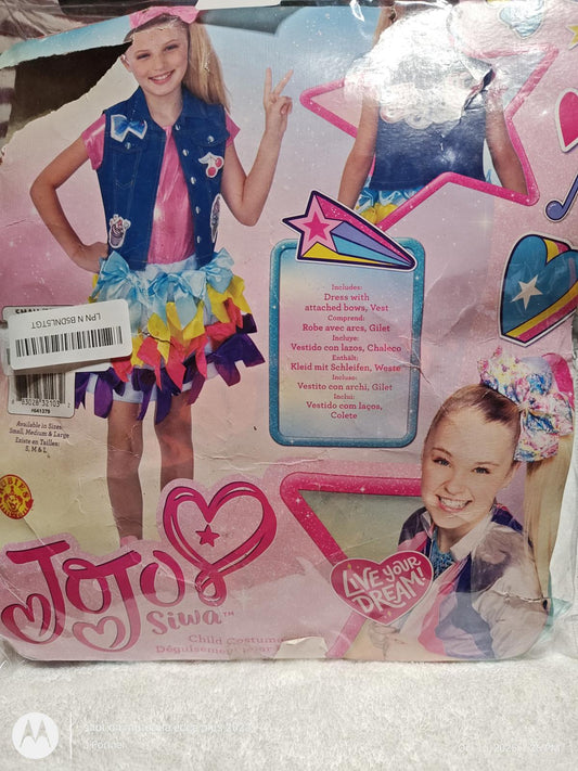 JoJo Siwa costume set featuring colorful skirt and accessories for kids.