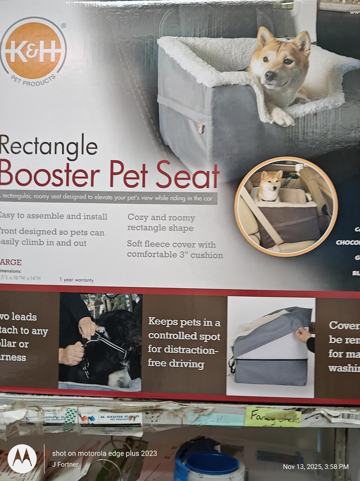 Rectangle Booster Pet Seat designed for comfort and safety, featuring a cozy gray fabric and sturdy construction.