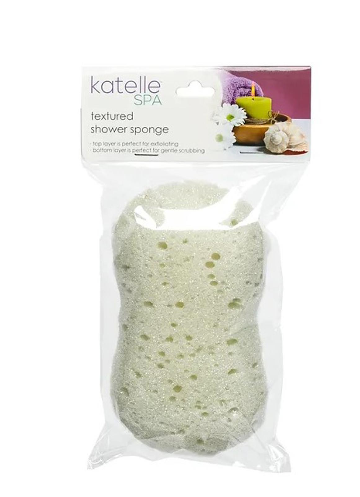 Katelle Spa textured shower sponge for gentle exfoliation and cleansing.