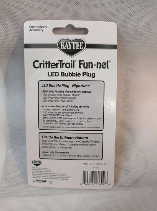 Kaytee CritterTrail Fun-nel LED Bubble Plug for nighttime use, enhancing small pet habitats.