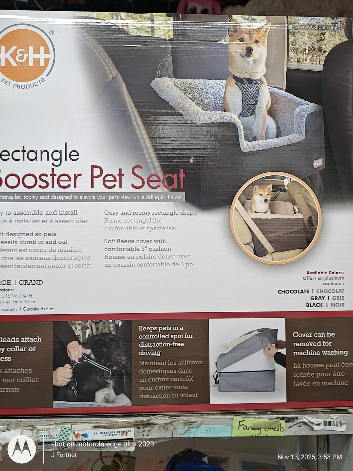 K&H Rectangle Pet Seat in gray color, designed for pet safety and comfort in vehicles.