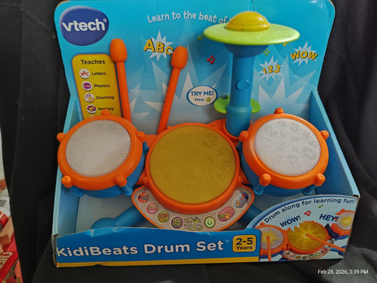KidiBeats Drum Set features colorful drums and a light-up cymbal for interactive play.
