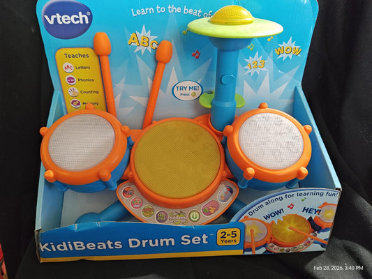 KidiBeats Drum Set by VTech features colorful drums and a fun design for kids aged 2-5.