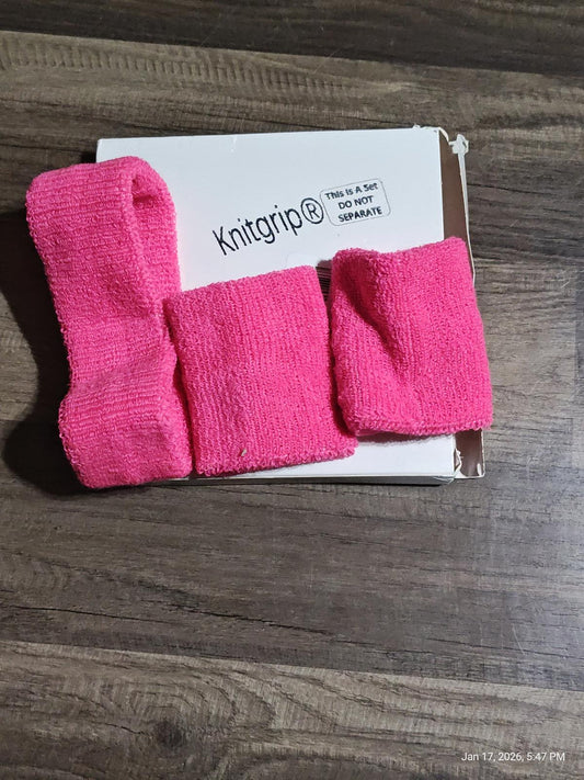 Knitgrip® pink socks set featuring three different sizes for versatile use.