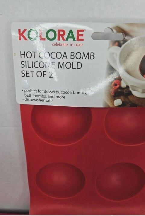 Kolorae hot cocoa bomb silicone mold set of 2 in red, perfect for making desserts and bath bombs.