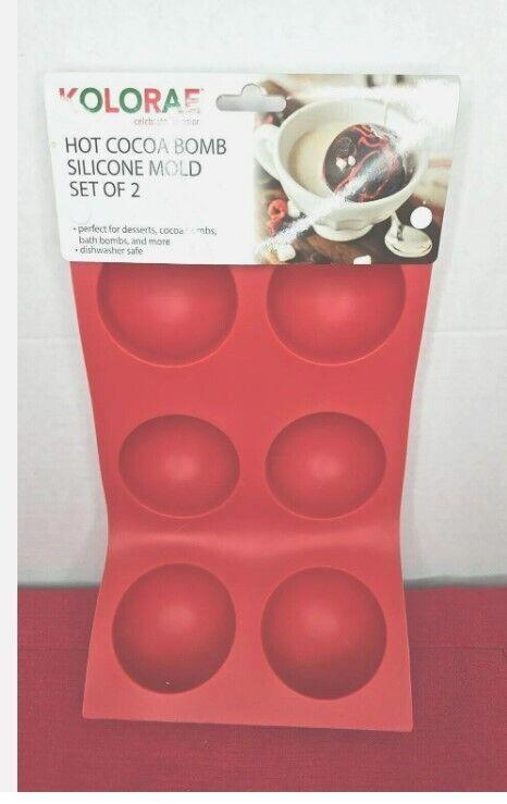 Koloraf Hot Cocoa Bomb Silicone Mold set of 2 in red, perfect for creating cocoa bombs.