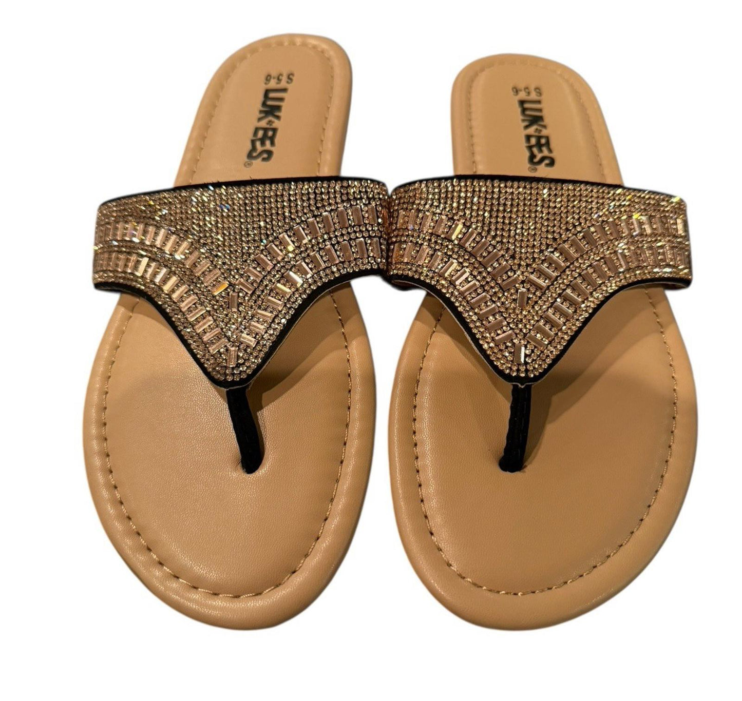 Lamees sandals featuring a stylish rhinestone design and comfortable sole.