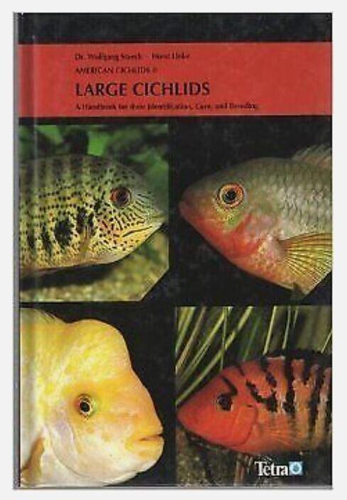 Large Cichlids book cover featuring various cichlid fish species in vibrant colors.