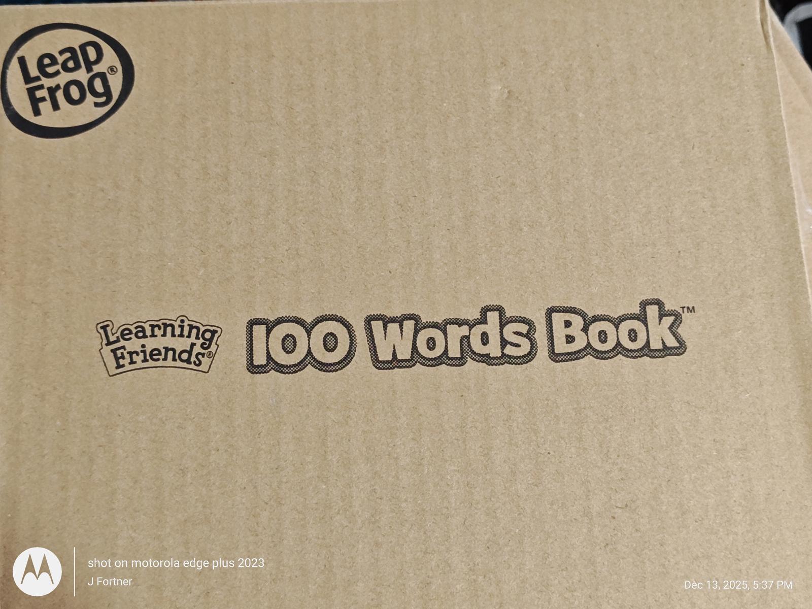 LeapFrog Learning Friends 100 Words Book with a cardboard cover design.