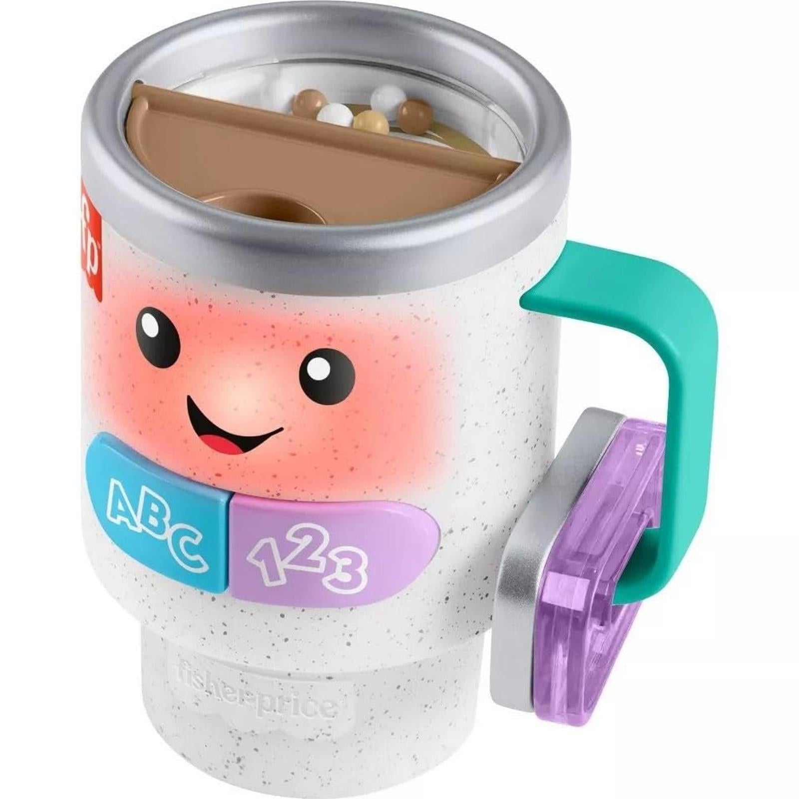 Learning Cup Toy features a smiling face, colorful buttons, and a playful design for toddlers.