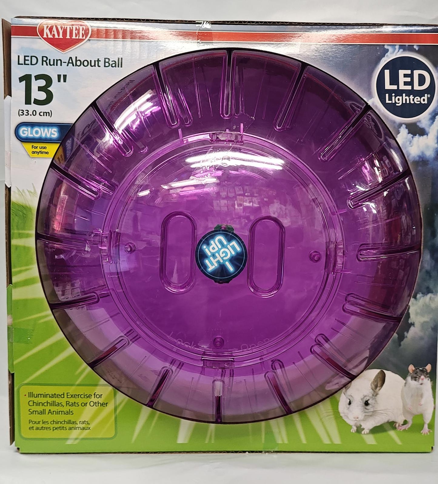 LED Run-About Ball in purple color, 13 inches, designed for small pets with glowing features.