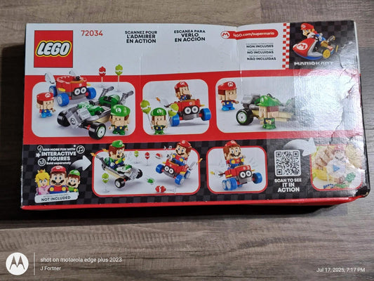 LEGO 72034 Super Mario building set featuring Mario and friends with various vehicles.
