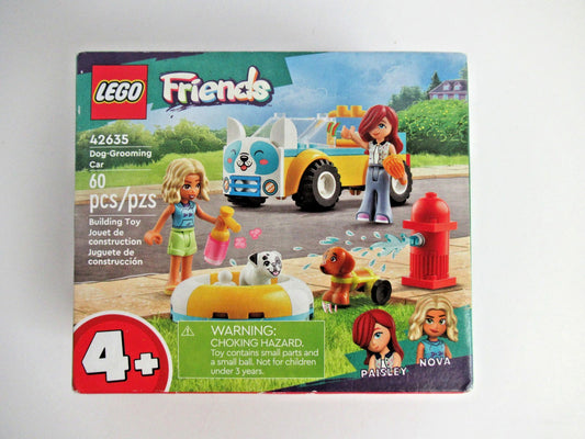LEGO Friends 42635 set featuring a car, pool, and playful pets in a vibrant outdoor scene.