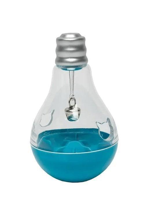 Light Bulb Water Bottle with blue liquid and silver cap.
