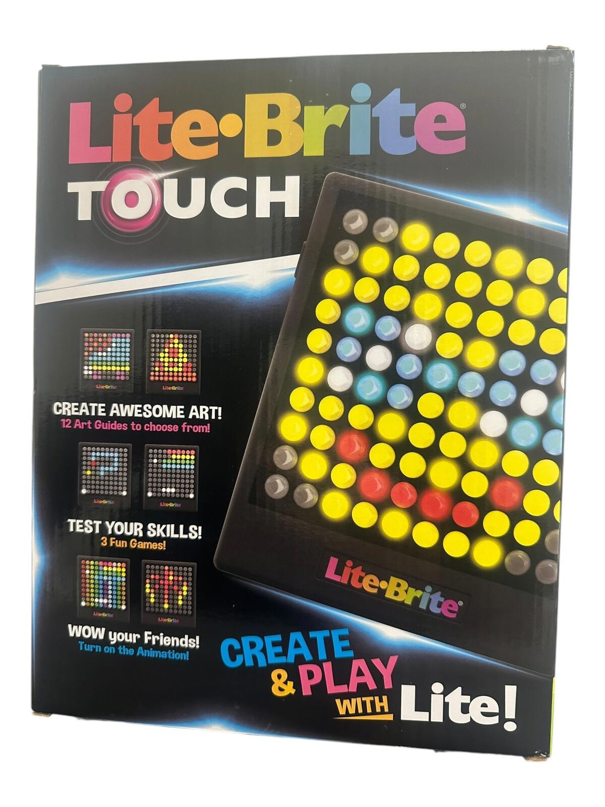 Lite-Brite Touch features colorful pegs for creating art and games, encouraging creativity and fun.