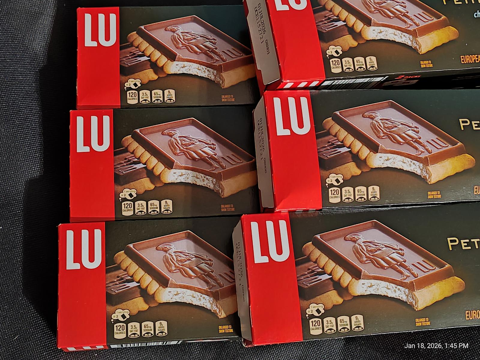 LU Petits Beurres cookies in red packaging, featuring a classic design and rich texture.