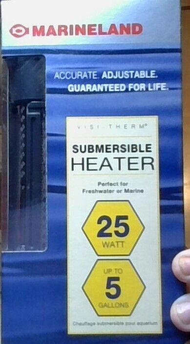 Marineland Submersible Heater for aquariums, 25 watt, suitable for up to 5 gallons.