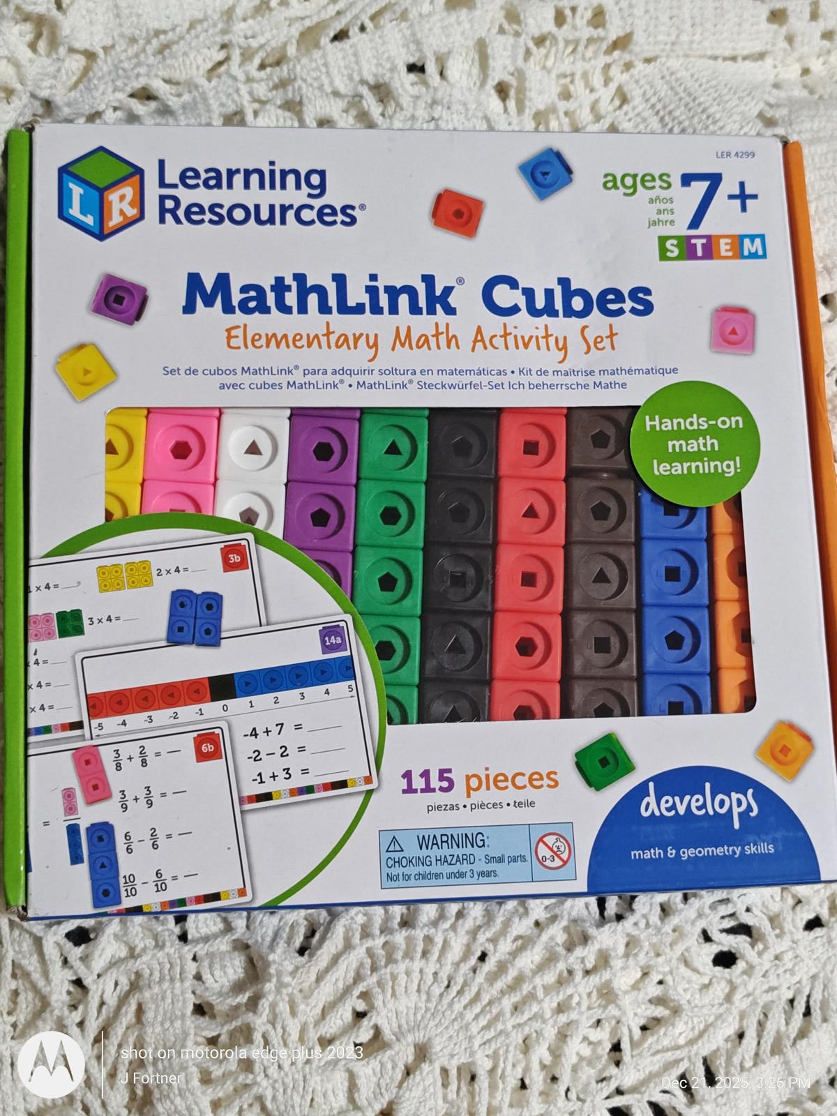 MathLink Cubes by Learning Resources, a colorful elementary math activity set with 115 pieces for hands-on learning.