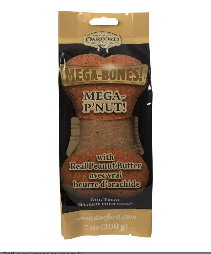 Mega-Bones! Mega-P'nut! dog treat with real peanut butter in a bone shape.