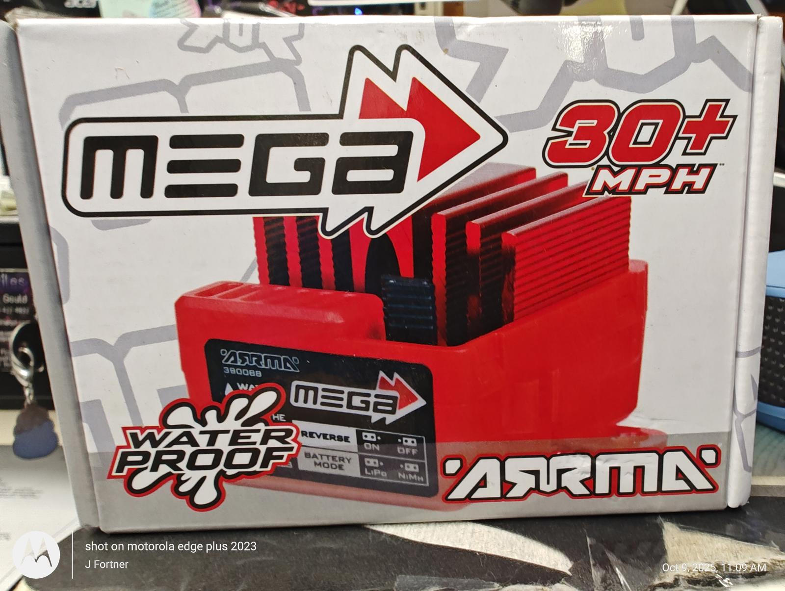Mega waterproof ESC for Arrma vehicles, designed for speeds over 30 MPH.