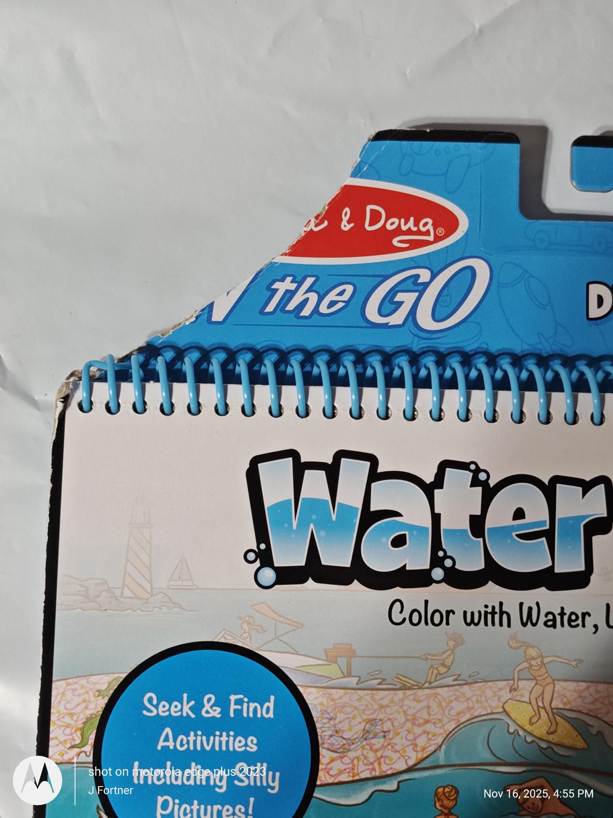 Melissa & Doug Water Wow! activity book featuring colorful pages and spiral binding.