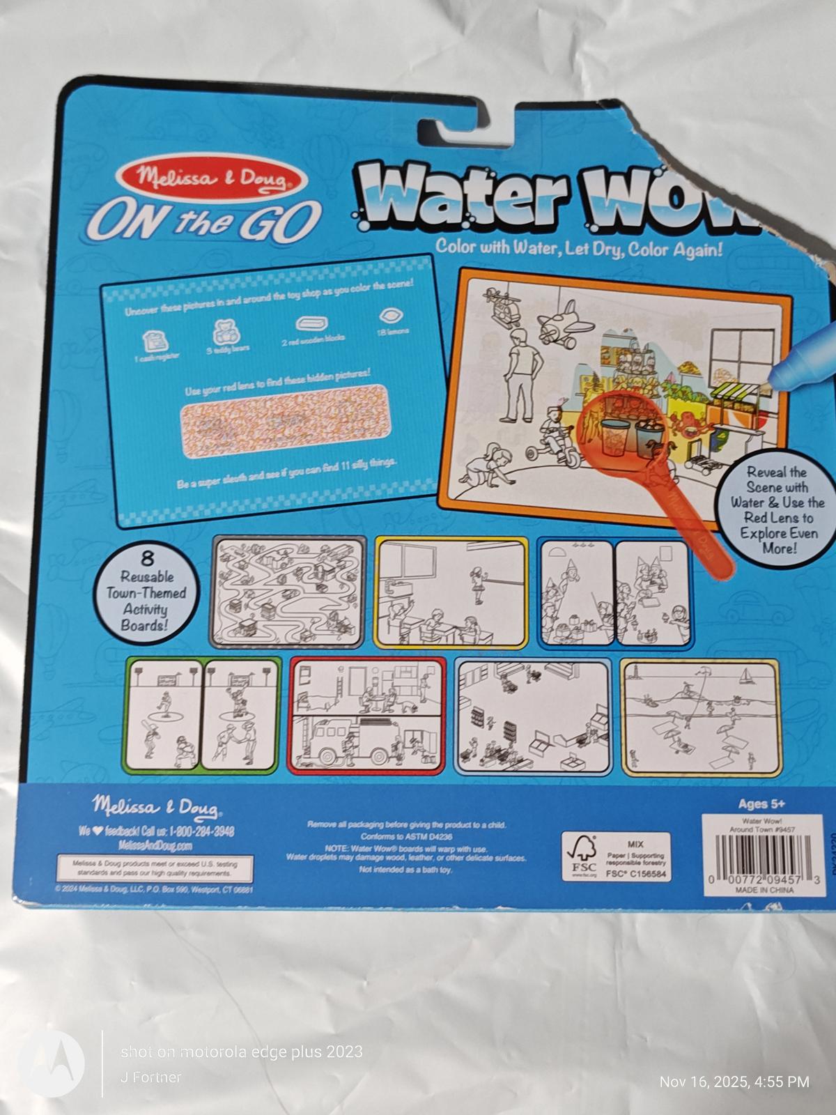 Melissa & Doug Water Wow! coloring book with water-based pages and reusable designs.