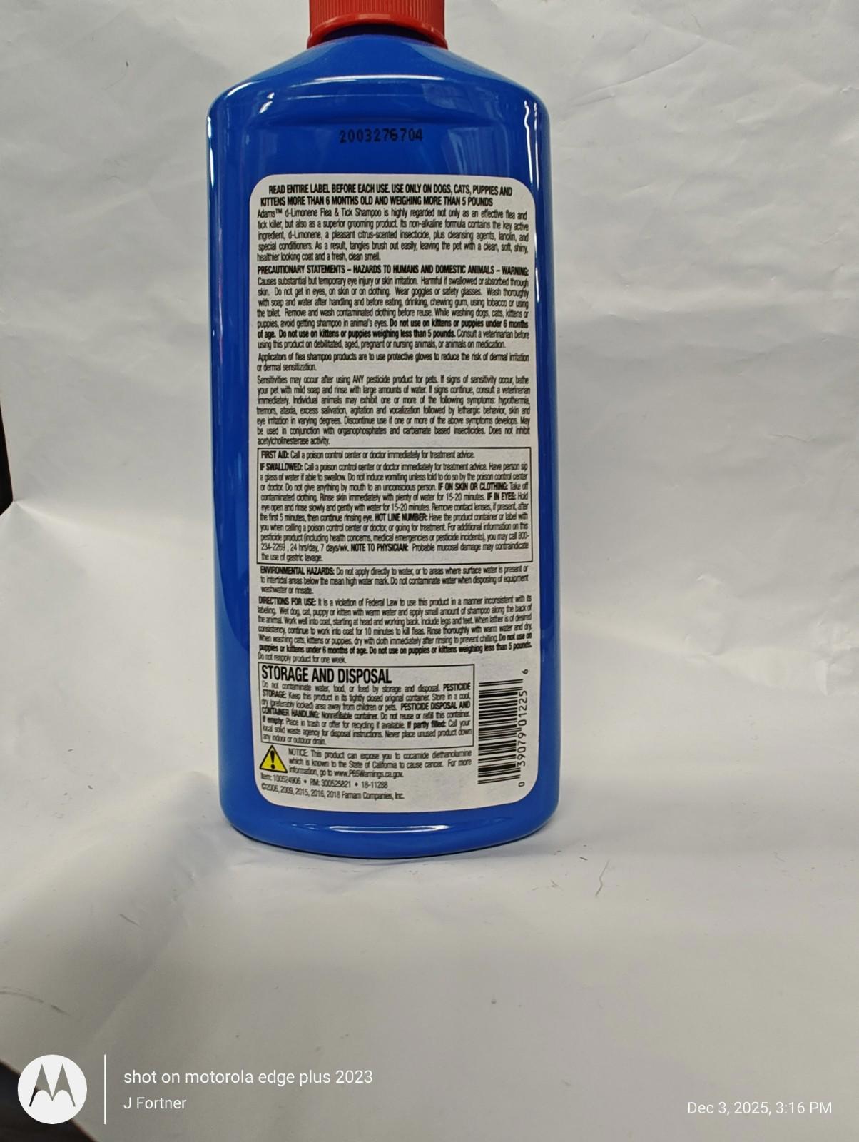 Memorial Edge Plus 2023 blue bottle with detailed label on the back.