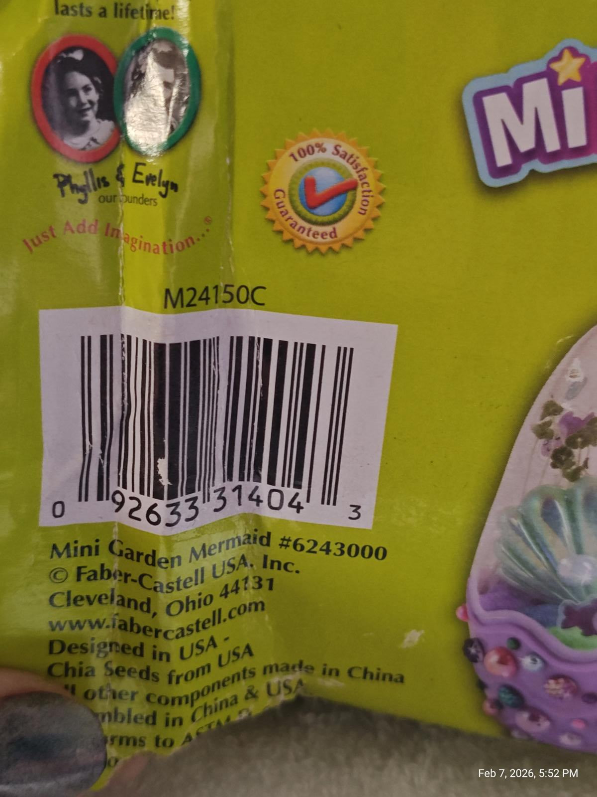 Mini Garden Mermaid M24150C packaging with barcode and colorful design.