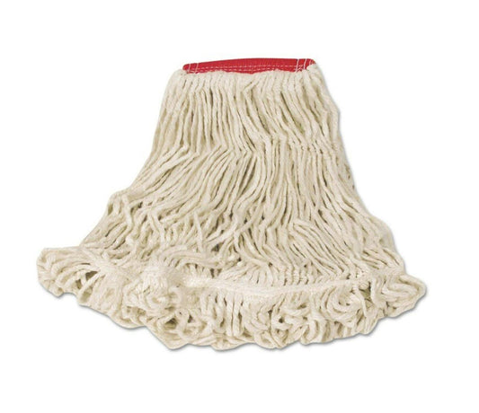 Mop head with red band, ideal for effective cleaning and floor maintenance.