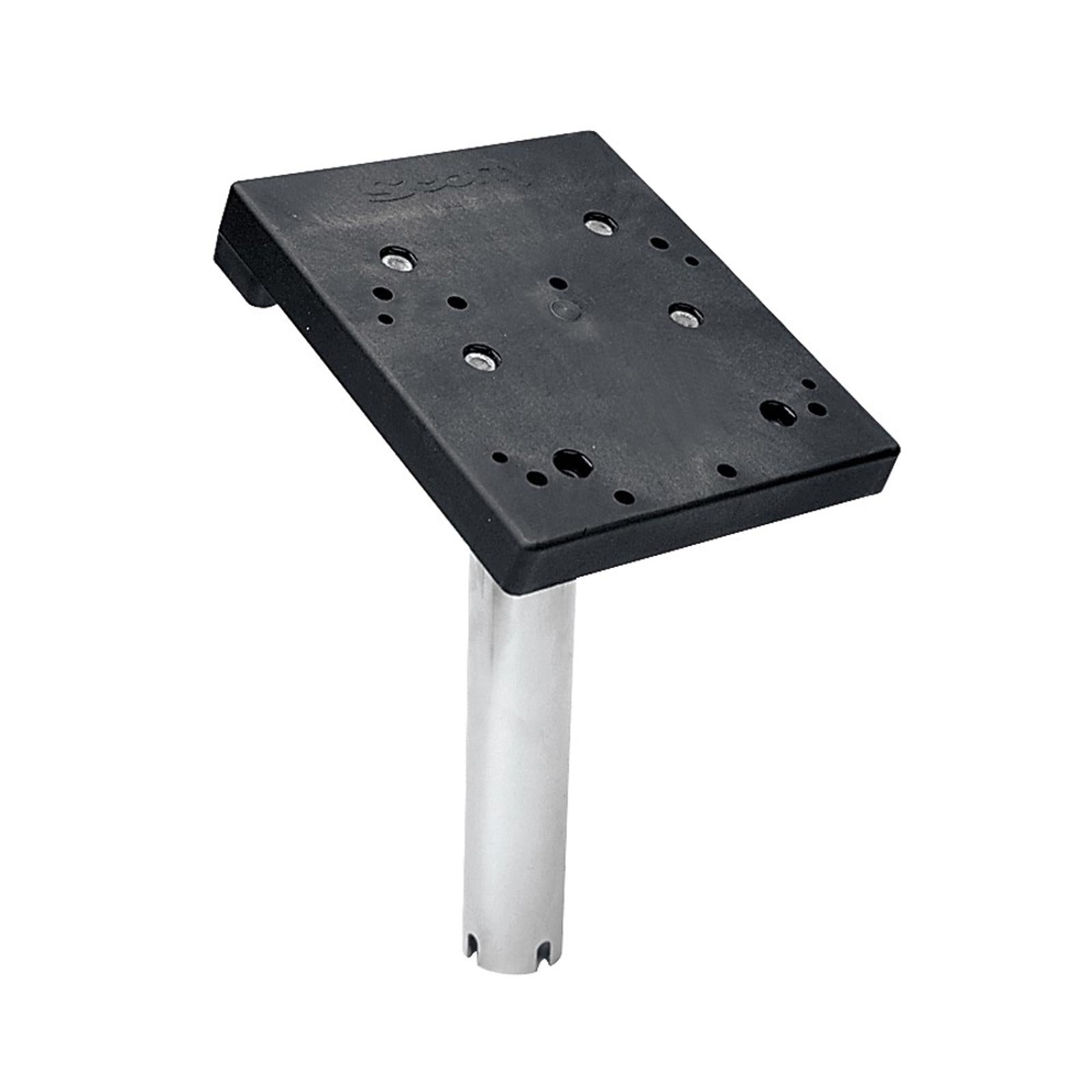 Mounting plate for secure installation, featuring a sturdy black design and multiple screw holes.